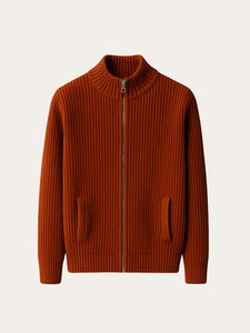 <span class=keywords><strong>Cardigan</strong></span> da <span class=keywords><strong>Uomo</strong></span> Casual in Maglia <span class=keywords><strong>con</strong></span> Zip Color Ruggine, Maglione a Collo Alto <span class=keywords><strong>con</strong></span> Zip Intera a Costine, Vestibilità Slim per Uso Quotidiano e Stratificazione - Product Image 5