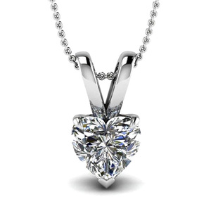 Collana con Diamante Taglio Cuore, Stile Classico da Donna, Ciondolo in Oro Bianco 14K, Gioiello Naturale - Product Image 1