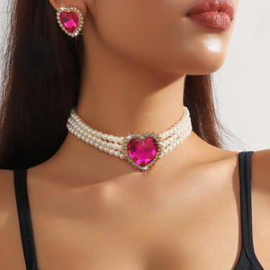 Comercio Exterior Transfronterizo: Nuevas Perlas Multicapa Exageradas de Europa y Estados Unidos, con Corazón de Amor de Colores y Cristal Grande - Product Image 4