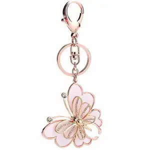Rhinestone Enamel Butterfly Keychain Custom Keychains Holder Bag Charm Car Keyring Jewelry butterfly key chain