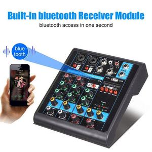 TNH KR-4 Console de <span class=keywords><strong>mixage</strong></span> audio <span class=keywords><strong>DJ</strong></span> 4 canaux supportant le moniteur Blueteeth 48V pour l'enregistrement de karaoké et la diffusion Web - Product Image 2