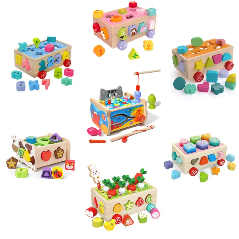 Hochwertiges Holzform-Sortier spielzeug für Montessori Geometric Shape Paired Color Cognitive Intelligent Early Education Box