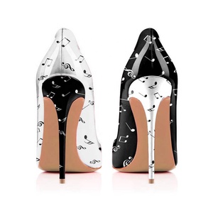 Chine Fournisseur Fantaisie Sexy Quotidien Bureau Note Motif Dames Stilettos Bout Pointu Mince Talons Hauts Femmes Escarpins - Product Image 2