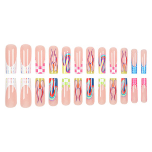 Usine en gros de haute qualité ABS matériel 24 pièces <span class=keywords><strong>multicolore</strong></span> imprimé cercueil <span class=keywords><strong>faux</strong></span> ongles à la mode Ballet doigt Application - Product Image 4