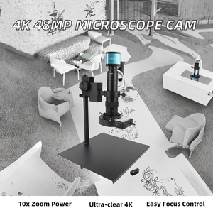 Caméra de microscope électronique KUAIQU 48MP 4K, objectif à monture C 180X, anneau lumineux, enregistreur vidéo, réparation de téléphone, garantie de 3 ans - Product Image 2