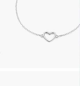 Minimalist 925 Silver <b>Bracelet</b> Everyday Wear Unisex Jewelry Hypoallergenic Polished Open Heart Chain <b>Bracelet</b> In Sterling Silver - Product Image 6