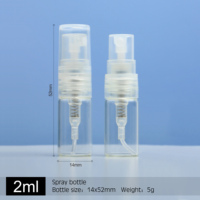 SUMEEAR Flacon de parfum en verre transparent de 2ml Portable Mini Flat Rechargeable Spray Sample Tester avec pompe atomiseur