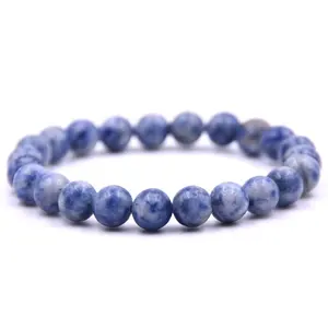 gemstone bead blue sodalite Lapis lazuli 8mm bracelet simple men unisex jewelry