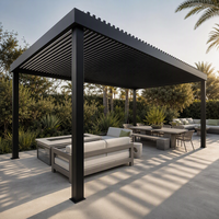Pergola motorisée à lames orientables en aluminium thermolaqué Natural Gifts avec capteur de pluie intelligent, éclairage RGB, gazebo écologique