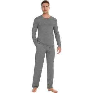 Conjunto de Pijama Personalizado para Hombre, Manga Larga, Tejido de Bambú y Algodón, Ropa de Dormir Suave, Pantalones Largos, Conjunto de 2 Piezas - Product Image 1