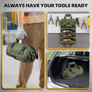 Gereedschapstas Roll Up Heavy <span class=keywords><strong>Tool</strong></span> Organizer Draagbare Gereedschaps Opbergdoos Met 2 Afneembare Rits Zakje Compacte <span class=keywords><strong>Canvas</strong></span> Draagtas - Product Image 3