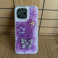 Sucette papillon scintillante avec poudre et plusieurs couleurs au choix pour coques de téléphone en gros