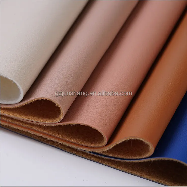 Two side flock PU coated split leather for handbag usage