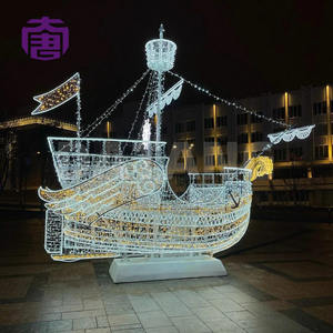 Led 3d Boat Motif <b>Lights</b> Vehicle & Ship Sculpture Decoration For Outdoor Landscape Ip65 Christmas Holiday Decorations - Product Image 6