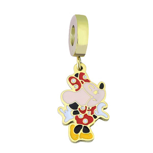 HB902 Abalorios Colgantes de Acero Inoxidable con Diseño de Anime y Dibujos Animados, Colgante Esmaltado de Hello Kitty y Mickey con Orificio Grande, Charm para Pulseras DIY y Joyería - Product Image 4