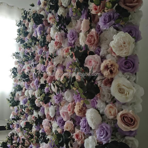 SMOOTH Fairy Purple Artificial Floral <b>Wall</b> Decor 8x8ft Customized Good Price <b>Flower</b> <b>Wall</b> Backdrop for Wedding Decoration - Product Image 2