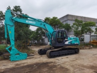 Excavatrice sur chenilles hydraulique d'occasion Kobelco SK210LC-1, moteur Yanmar, modèle 2016, faible nombre d'heures de fonctionnement, poids opérationnel de 21000 kg, pompe PLC