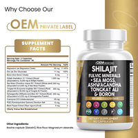 Biocaro Suppléments pour Adultes Shilajit Capsules de Mousse de Mer avec Huile de Graines Noires Ashwagandha Racine de Bardane Shilajit de l'Himalaya