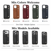 Étui de téléphone porte-cartes en cuir véritable pour femmes actives avec bandoulière et dragonne pour iPhone 15 17 18 Duo