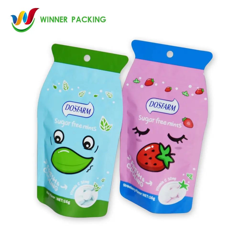 2024 new product hot sale oem custom printing plastic zipper bag with funny animal fruity shape for candy packing