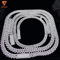10- 20mm de large 2-4 rangées Moissanite chaîne cubaine 925 argent Mossanite chaîne à maillons cubains glacé Bracelet à maillons cubains pour hommes