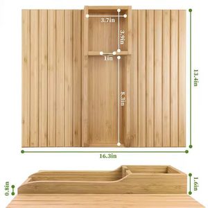<span class=keywords><strong>Mesa</strong></span> de bandeja de sofá de bambú fuerte con portavasos sofá plegable reposabrazos organizador de bebidas bandeja de almacenamiento rectangular para sala de estar - Product Image 5