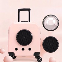 Sac à dos et chariot de transport portable en plastique pour animaux de compagnie avec fermeture éclair pour chats - Conception capsule respirante