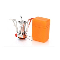 Ketel berkemah Mug kompor Set dalam kotak alat logam peralatan memasak luar ruangan Kit untuk berkemah piknik perjalanan