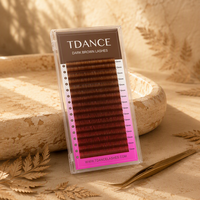 Extensions de cils individuels en éventail, volume intense, couleur brun foncé, en fibre PBT coréenne, faites à la main, vegan et sans cruauté, ton chaud, qualité supérieure