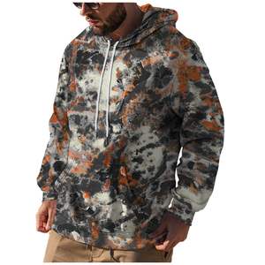 Custom Designed <b>Men's</b> Plus Size Tie Dye Pullover Graphic <b>Hoodie</b> Novelty Pocket Sweatshirt with Puff Print for Summer - Product Image 5