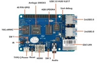 Banana Pi Bpi-M5 Sbc Amlogic S905x3 Quad-Core Cortex-A55 4 Go Lpddr4 16 Emmc 4xusb3.0 Gpio40 Android/Linux