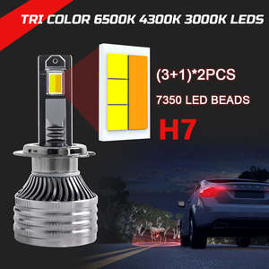 Phare Led Tri Couleur 6500K 4300K 3000K H1 H4 H11 9005 9006 H7 Led Voiture Lumière Canbus 100W Auto Ampoule pour BMW <span class=keywords><strong>Kia</strong></span> - Product Image 2