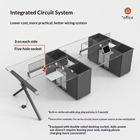 Ensemble de bureau et chaises minimalistes pour quatre personnes avec design en croix et fonction de rangement pour 2/4/6 personnes