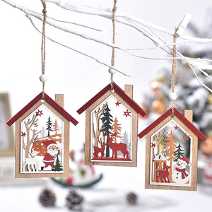 Commercio all'ingrosso albero di natale ornamenti artigianato <span class=keywords><strong>in</strong></span> <span class=keywords><strong>legno</strong></span> ciondoli decorazioni festa di natale finestra di visualizzazione vacanza scenario disposizione - Product Image 1