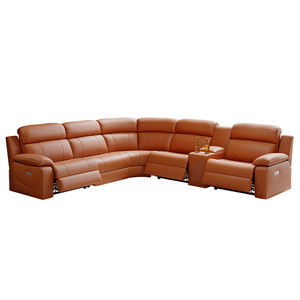 Ensemble de canapés inclinables modulaires en cuir personnalisés de luxe sièges de cinéma maison confortables meubles d'angle de salon modernes en bois - Product Image 6