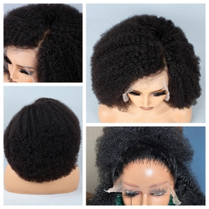 Peruca Curly <span class=keywords><strong>Afro</strong></span> Kinky 13x4 Pré Arrancadas Perucas Do Laço 250% Densidade Peruano Remy Lace Front Perucas de Cabelo Humano para As Mulheres - Product Image 6