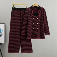 Ensemble deux pièces décontracté pour femme 2026 : Blazer ample en maille et pantalon large – Tenue décontractée 2 pièces pour femme