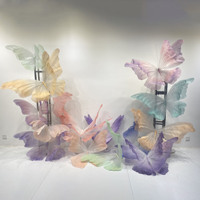 J-020 Papillon géant en organza fait main pour la décoration d'événements et de mariages, idéal pour les scènes de mariage et les décorations de fenêtres – Papillon artificiel très populaire