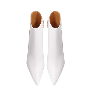 Nuevos botines blancos, botines de tendencia de gama alta, zapatos de <span class=keywords><strong>mujer</strong></span> de tacón alto con punta en pico de invierno con botas de lujo de cristal Stiletto - Product Image 6
