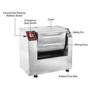Commercial Horizontal Dough <b>Mixer</b> Machine, Stainless Steel Trough, Forward/Reverse, for Bakery Pizza <b>Bread</b> - Product Image 4
