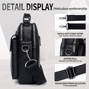 Sac bandoulière léger et tendance pour homme, multi-poches, résistant à l'usure, en cuir PU de qualité supérieure, fermeture éclair - Product Image 3