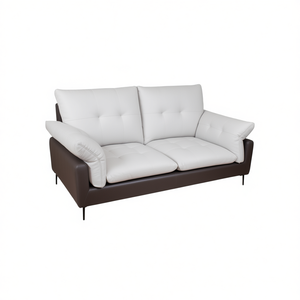 Divano Moderno a Due Posti in Pelle PU con Schienale Trapuntato, Braccioli Imbottiti e Gambe in Metallo per Soggiorno - Product Image 1