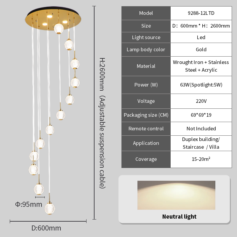 12 teste della lampada, luce calda/luce neutra