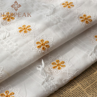 Tissu en dentelle de coton brodé à œillets floraux HAPPEAK avec pompons tournesol pour robe d'été