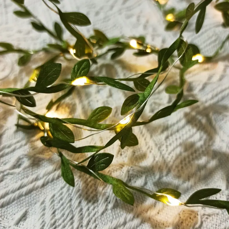 Luzes led decorativas pequena a energia solar, folhas verdes de videira, luzes de natal, quente, 20led, fio de cobre, decorações para casa