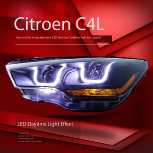 Faros Delanteros Modificados para Automóvil, Lámpara Delantera LED, Luces de Circulación Diurna para <span class=keywords><strong>Citroen</strong></span> C4L 2013-2016 - Product Image 2