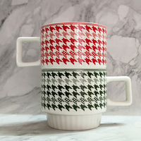 Tasse en céramique design pied-de-poule moderne Tasse à café souvenir et tasse à eau pour les fêtes-Petits objets Cadeau d'anniversaire pour les couples