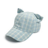 Casquette de baseball pour filles avec oreilles de voiture mignonnes, en tissu tissé à carreaux, design chic et original, cadeau pour femme, casquette à visière incurvée