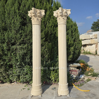 Antique pierre ronde décoration de la maison sculpté à la main pierre naturelle beige marbre colonne romaine piliers