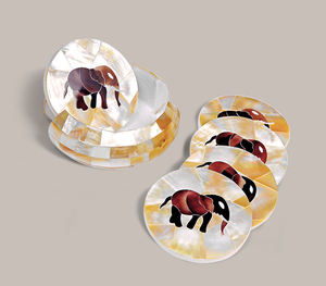 Handmade Mother of Pearl <b>Coaster</b> Set with Holder White Shell <b>Drink</b> <b>Coasters</b> Luxury Table & Dining Decor Housewarming Gift - Product Image 1